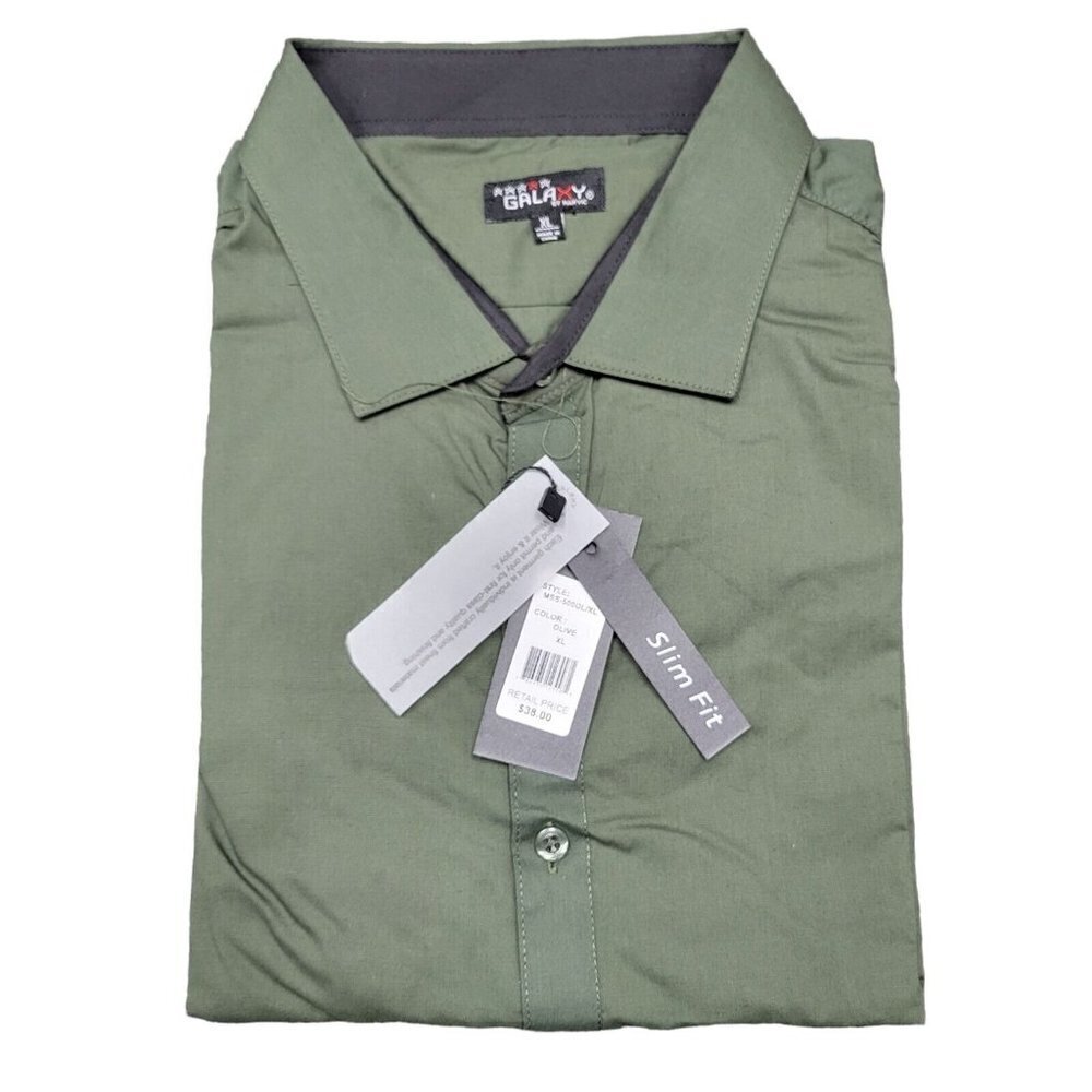 MEN'S Galaxy By Harvic Slim Fit Short Sleeve Shirt.  Size XL NWT $38 - Picture 2 of 5